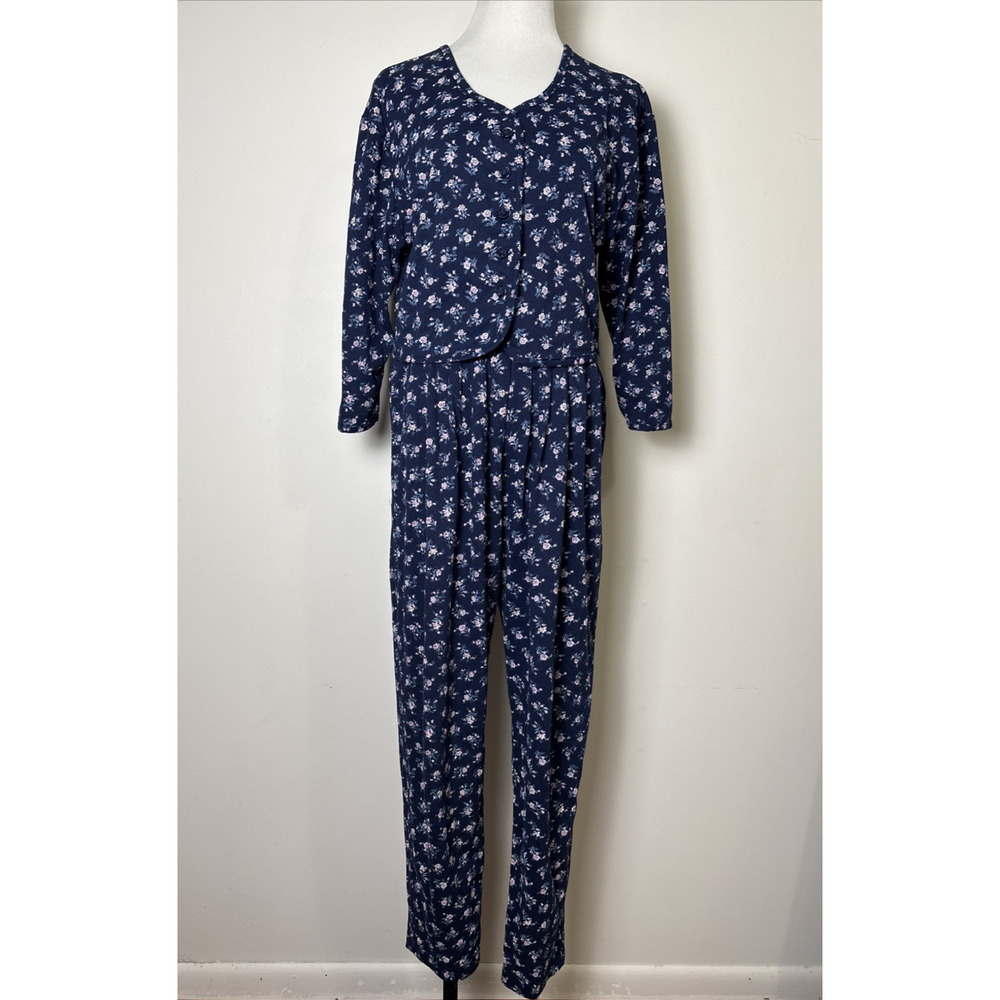 Womens‎ VTG Byer 2 PC Pajama Set L Cottage Mini Floral Long Sleeve Pants Lounge